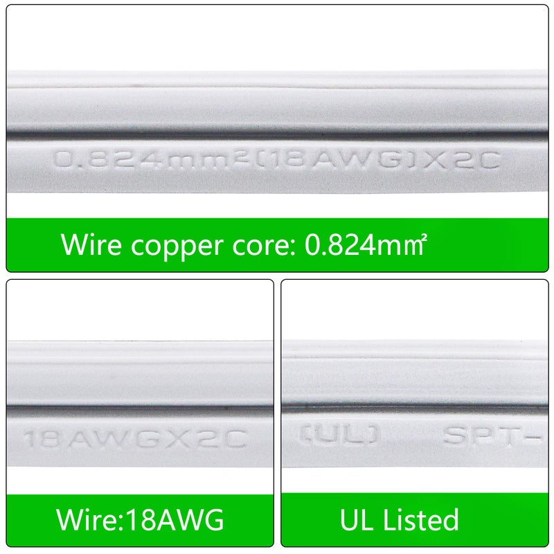 SinLoon UL-LP Certification 18AWG T5 T8 LED Wire Connector Power Cord LED Tube Power Extension Cord with on/Off Swith US Plug for LED T5 T8 Light Tube Integrated Extension Cable (13.1FT SW) - Image 3